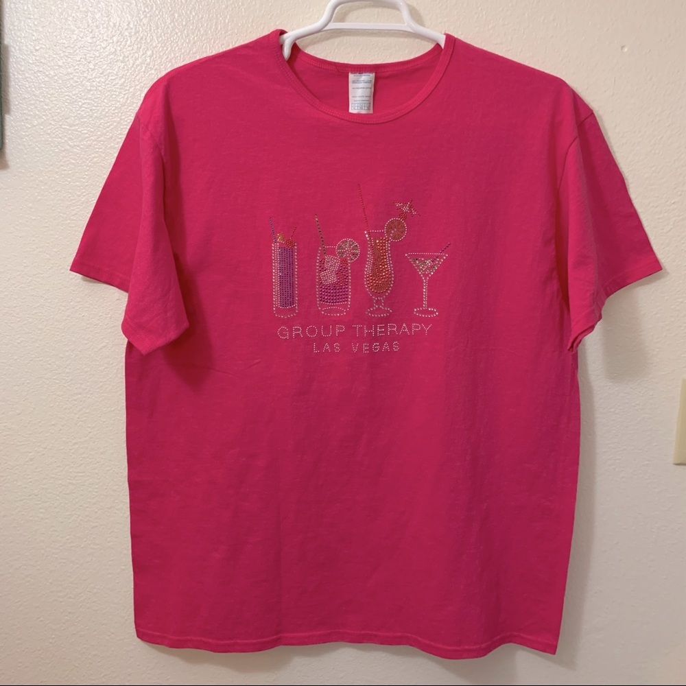 Las Vegas Baby!!! Pink top w/lots of bling (embellishments)